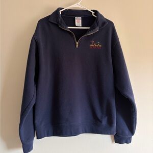 Vintage Navy Quarter-Zip Seattle Embroidered Sweater